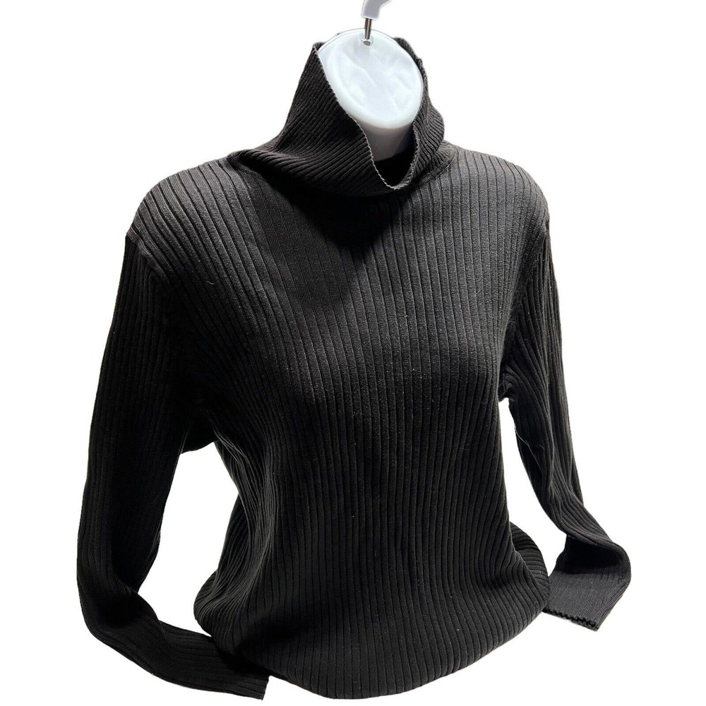 Lane Bryant Womens Plus 18/20 Top Turtle Neck Ribbed Knit Sweater Black